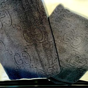 GUCCI VINTAGE 2 BEACH TOWELS SET INTERLOCKIING GG MONOGRAM MADE IN ITALY